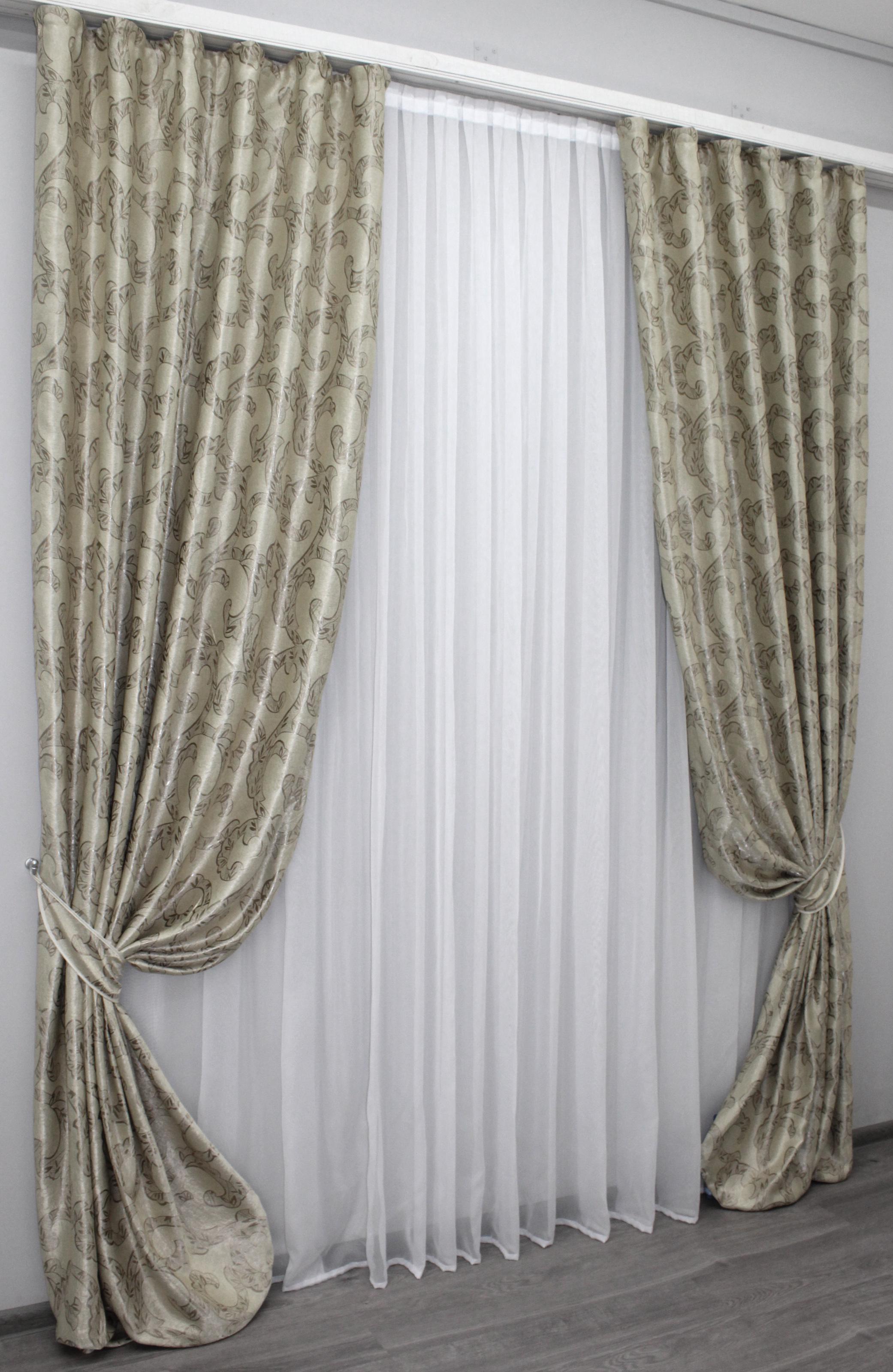 Комплект штор VR-Textil Дамаск № 940ш блэкаут-софт 150х280 см 2 шт. Бежевый (30-744)