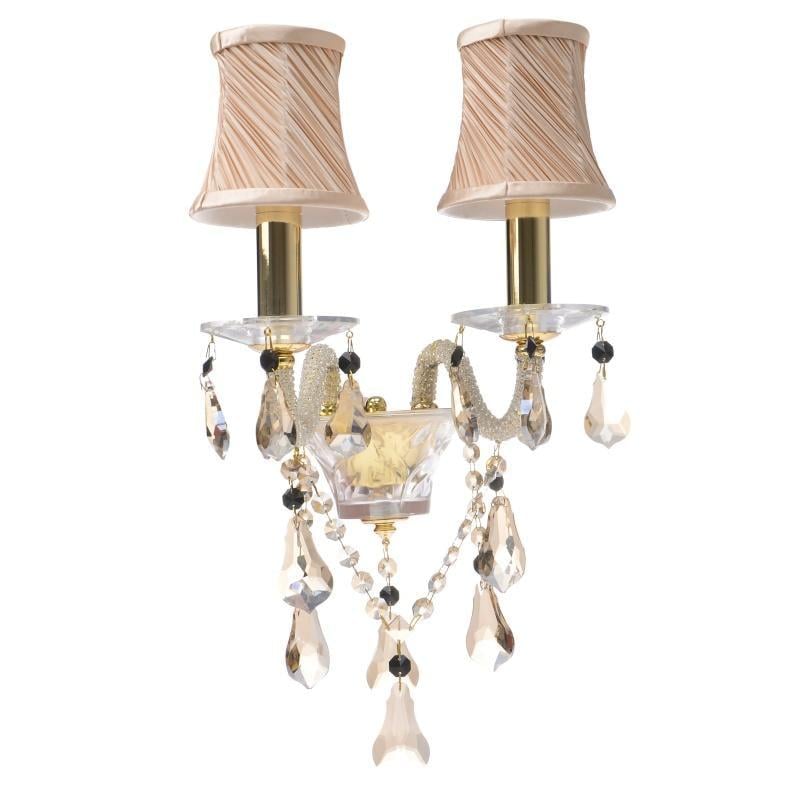 Бра настенное накладное классическое Brille BCL-314W/2 в спальню хрустальное с абажуром