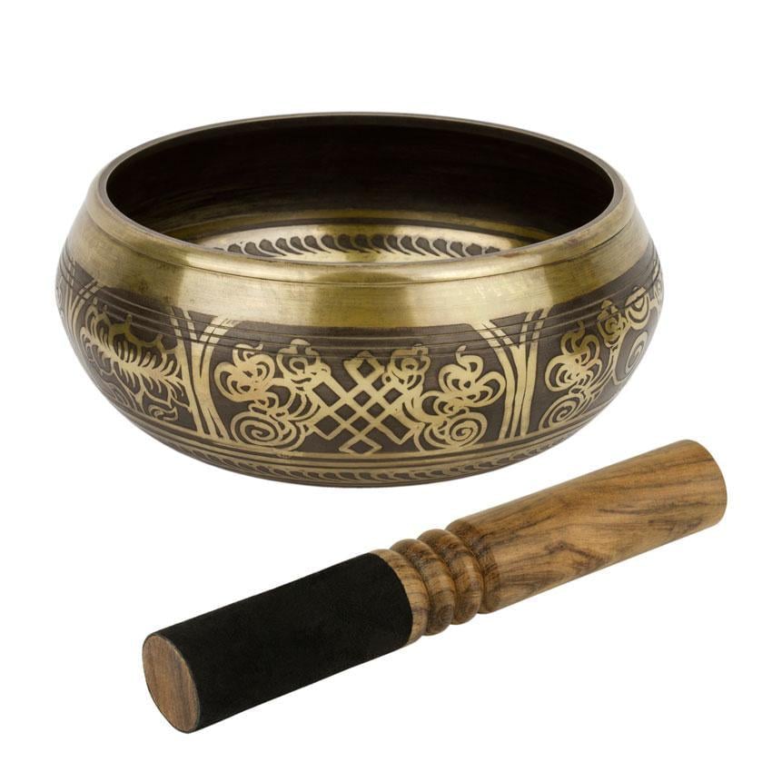 Співоча чаша Тибетська Ганеш Вісім Символів Щастя Дорогоцінна Парасолька 165x165x70 мм Бронзовий (27704)