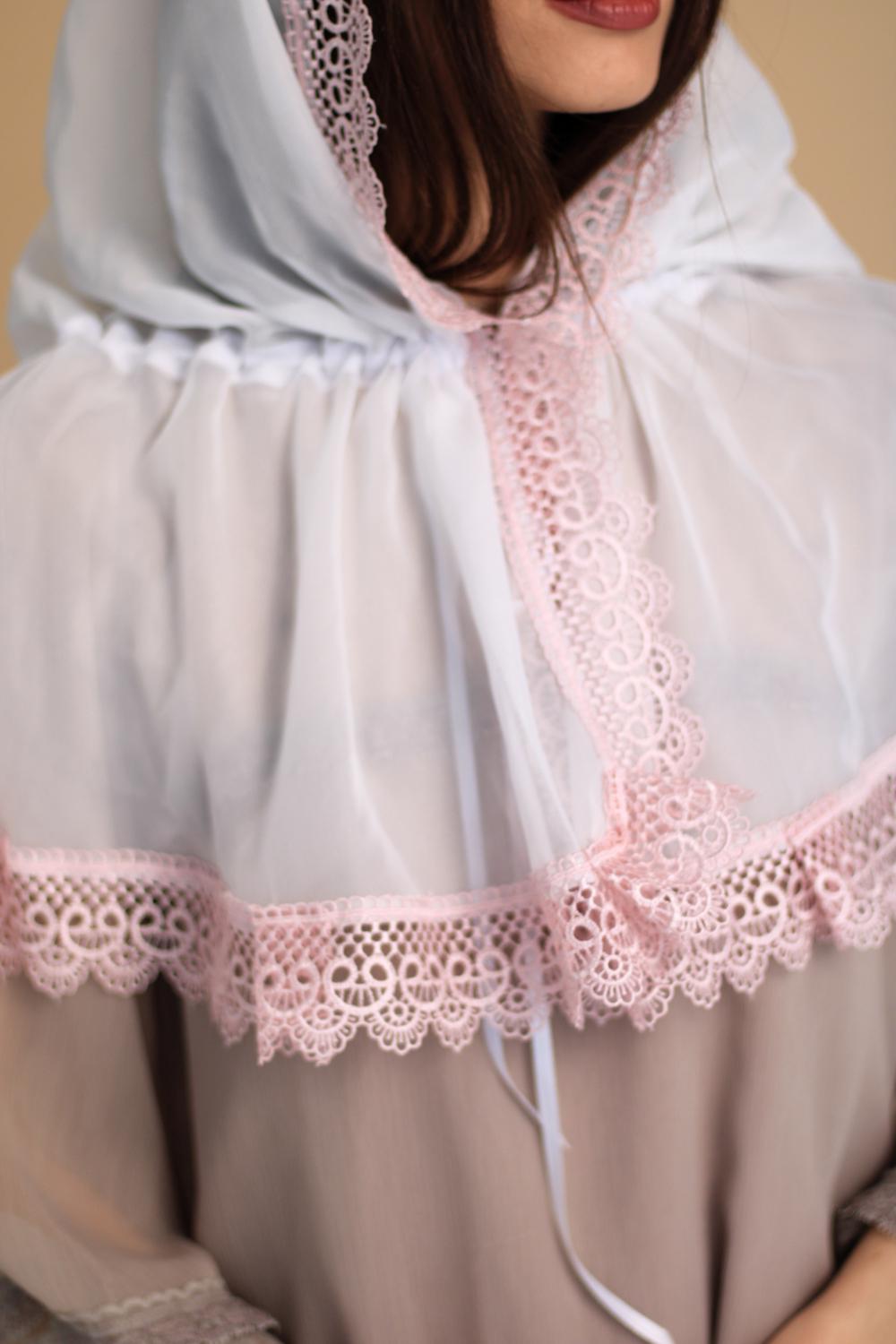 Палантин для храма на голову 80x120 см Белый (п026) - фото 10 Палантин для храма на голову 80x120 см Белый (п026) - фото 10