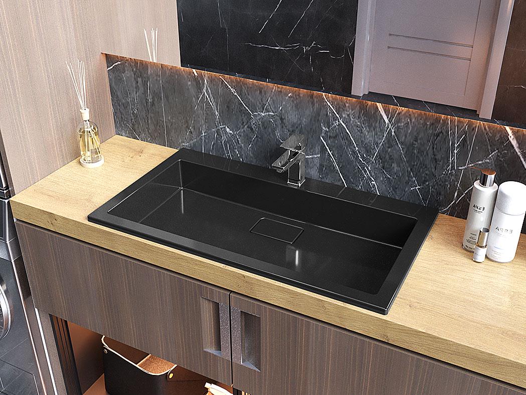 Умивальник накладний Status Aria Low 80 Black (726) - фото 4