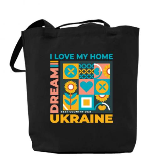 Шоппер I love my home Ukraine 37x41 см Черный (12716900-2-181513)