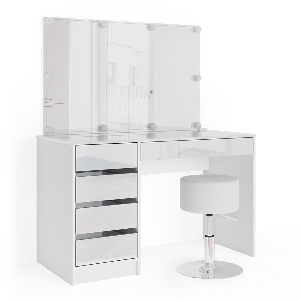 Туалетный стол Vicco Sherry с подсветкой и стулом Белый глянец