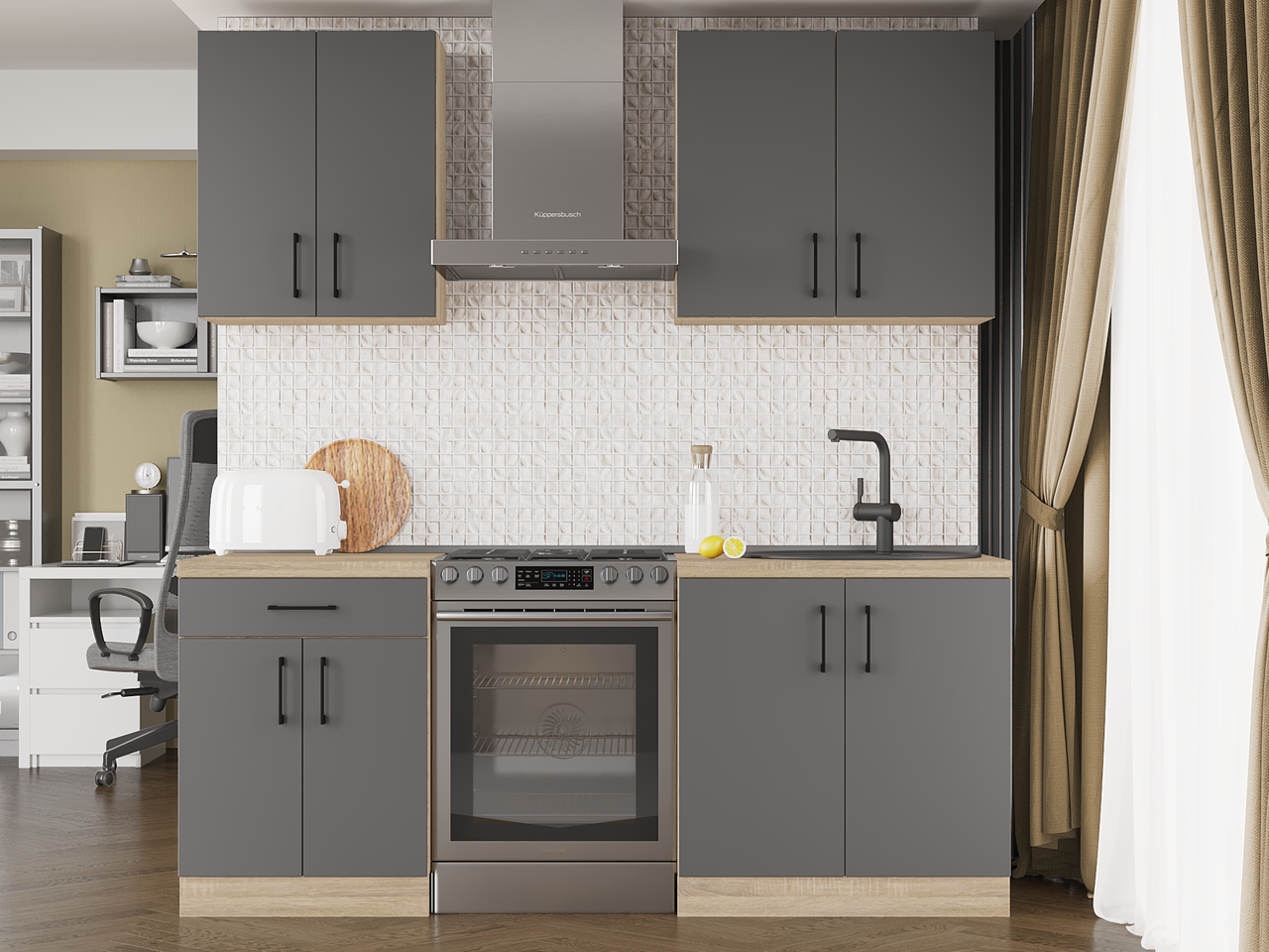 Комплект кухні К-2 Еверест Оптіма зі стільницею 1,9 м Графітовий (ЕК-25006) - фото 5 Комплект кухні К-2 Еверест Оптіма зі стільницею 1,9 м Графітовий (ЕК-25006) - фото 5