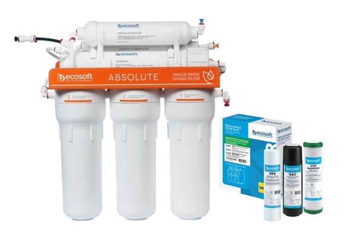 Фильтр обратного осмоса с минерализатором Ecosoft Absolute с комплектом картриджей (MO675MECO+CHV3ECOAGR)