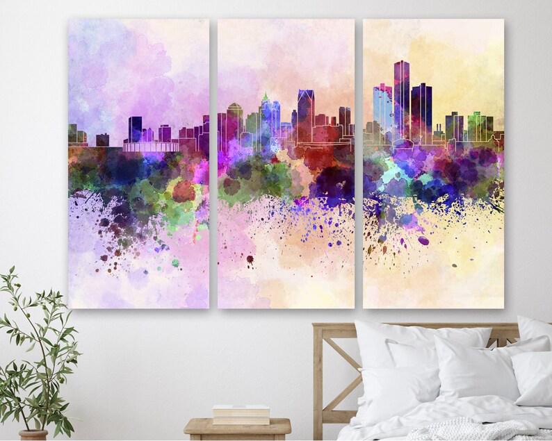 Модульная картина KIL Art Детройт акварелью на холсте из трех частей 78x48 см (M3_M_429)
