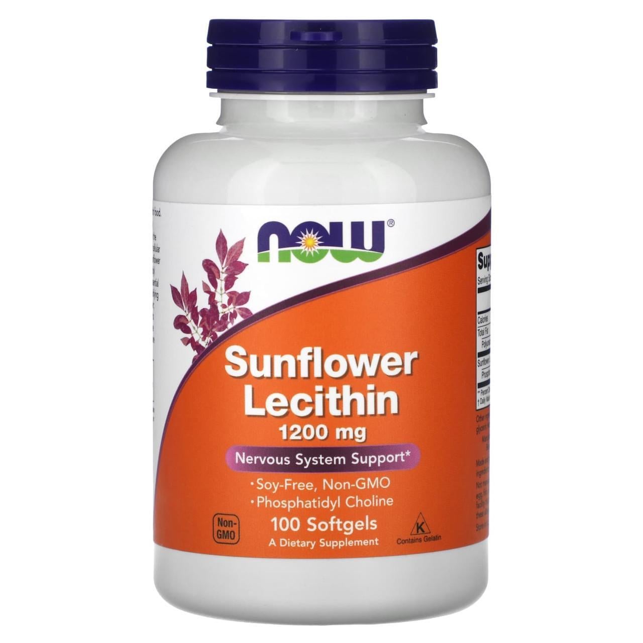 Лецитин подсолнечный Now Foods 1200 мг Sunflower Lecithin 100 капс.