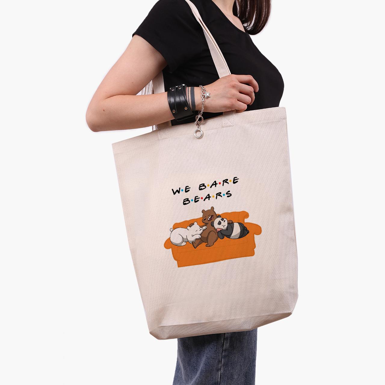 Эко сумка шоппер We Bare Bears 41x39x8 см Бежевый (9227-2890-WTD)