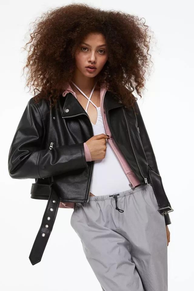 Куртка зі штучної шкіри M Чорний (1128248wer)