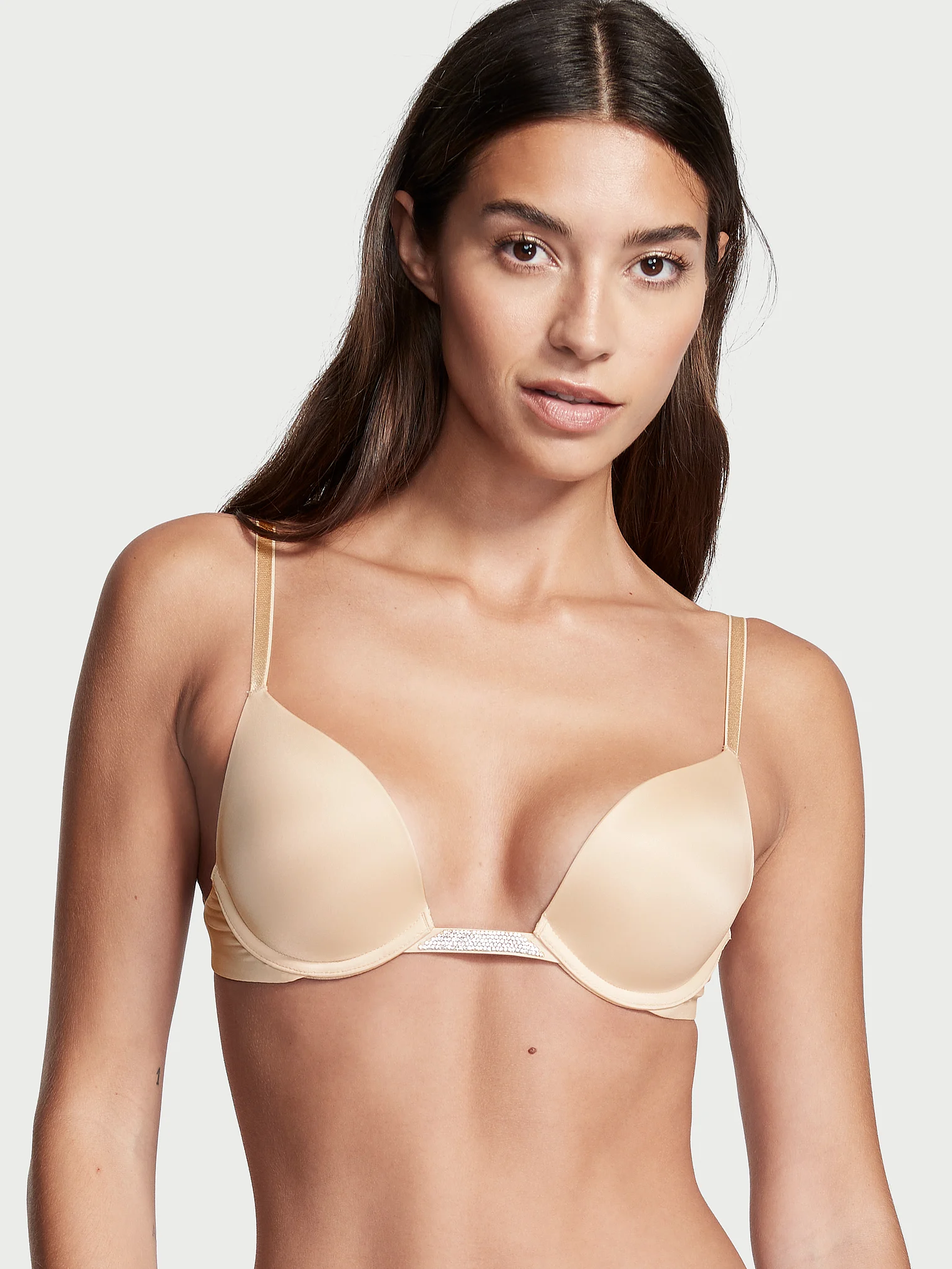 Бюстгальтер зі стразами Victoria's Secret Plunge Convertible Shine Bra 70С Бежевий (19689247)