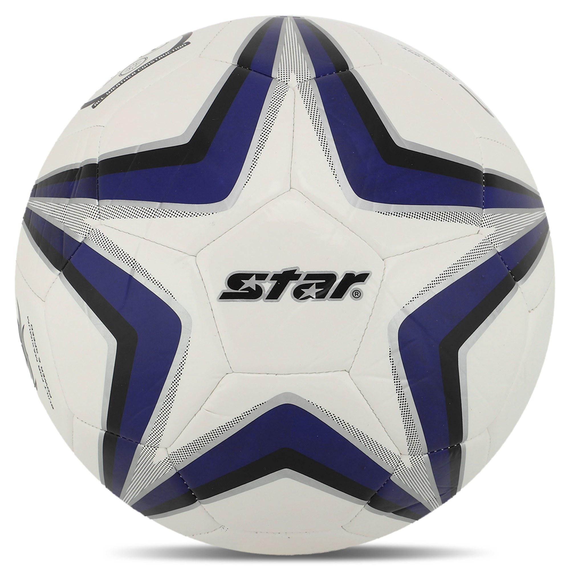 Мяч футбольный STAR POWER SHOT PU ламинированный сшит машинным способом №5 (SB8295C_Белый-темно-синий)