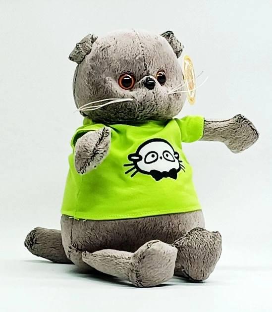 Мягкая игрушка Кот Басык в футболке плюшевый котик 30 см Зеленый (11191921)