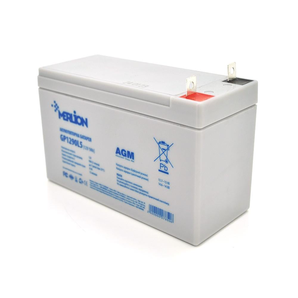 Батарея аккумуляторная MERLION AGM GP1290L5 12 V 9 Ah White