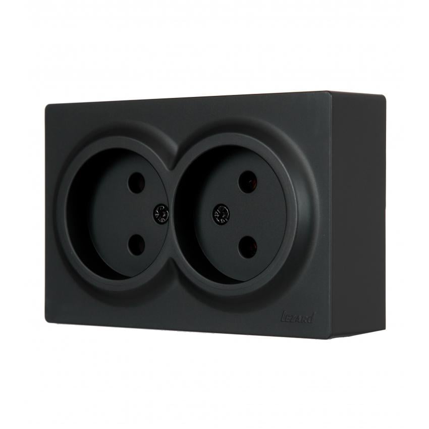 Розетка Lezard Leto подвійна Антрацит (752-4200-128)