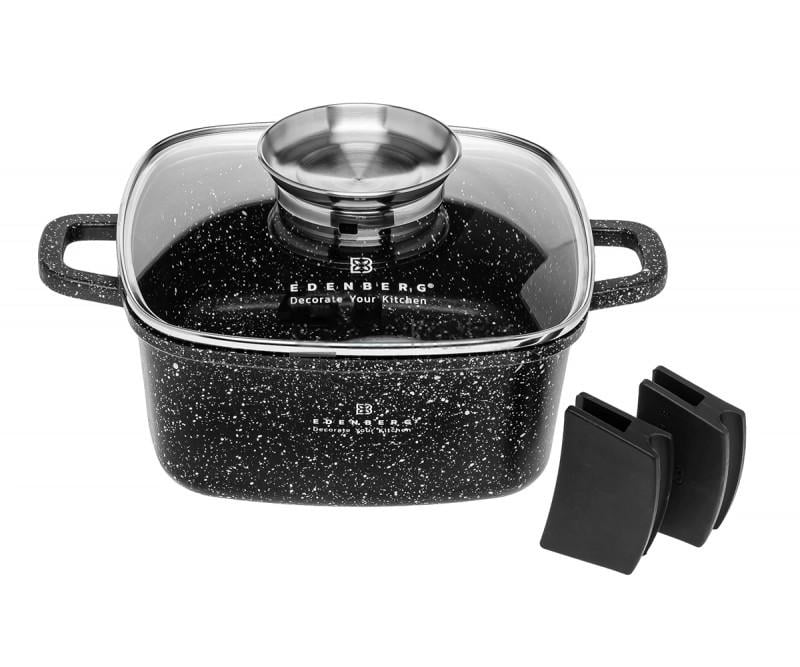 Каструля-казан Edenberg EB-8112 з мармуровим покриттям та скляною кришкою 22 см 3,7 л (27923716)