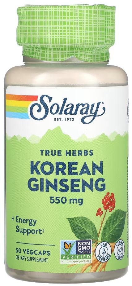 Комплекс Корейский женьшень Solaray Korean Ginseng Root 550 мг 50 вегетарианских капсул