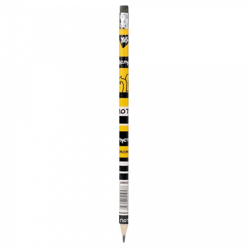 Карандаш чернографитный YES чернографитный "Не ускладнюй!" треугольный с резинкой НВ (280630) Карандаш чернографитный YES чернографитный "Не ускладнюй!" треугольный с резинкой НВ (280630)
