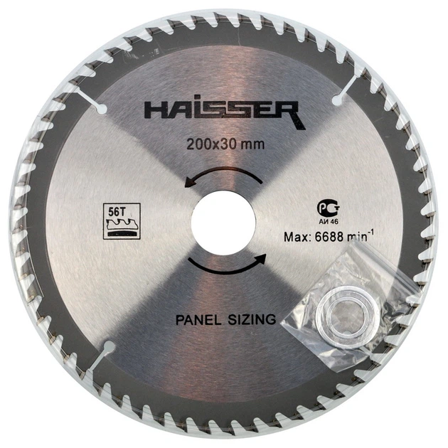 Диск пиляльний Haisser 200х30 56 зуб. по ламінату негативний кут (4311635)