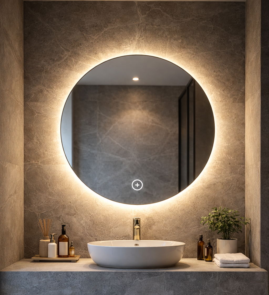 Зеркало FLO2U LED с сенсорной кнопкой на алюминиевом каркасе 650х650 мм (313265)