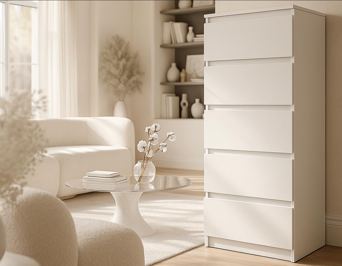 Комод Мастер Форм Брайт телескопические направляющие 500х376х1170 мм Белый (20163)