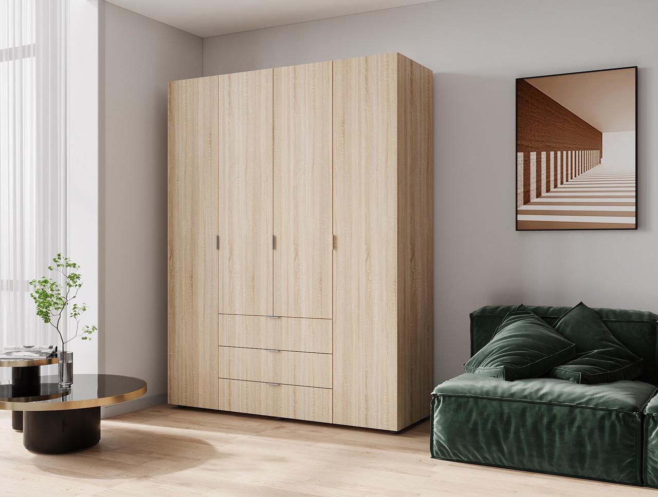 Шафа для одягу Doros Гелар 4 ДСП 155х49,5х203,4 см Дуб Cонома (80397560) - фото 3