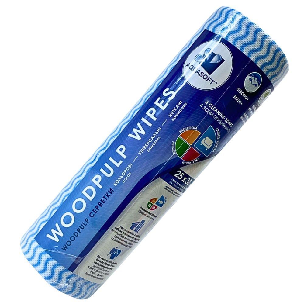 Салфетки Aquasoft Woodpulp с перфорацией 50 шт. в рулоне 25х30 см Голубая волна (92076)
