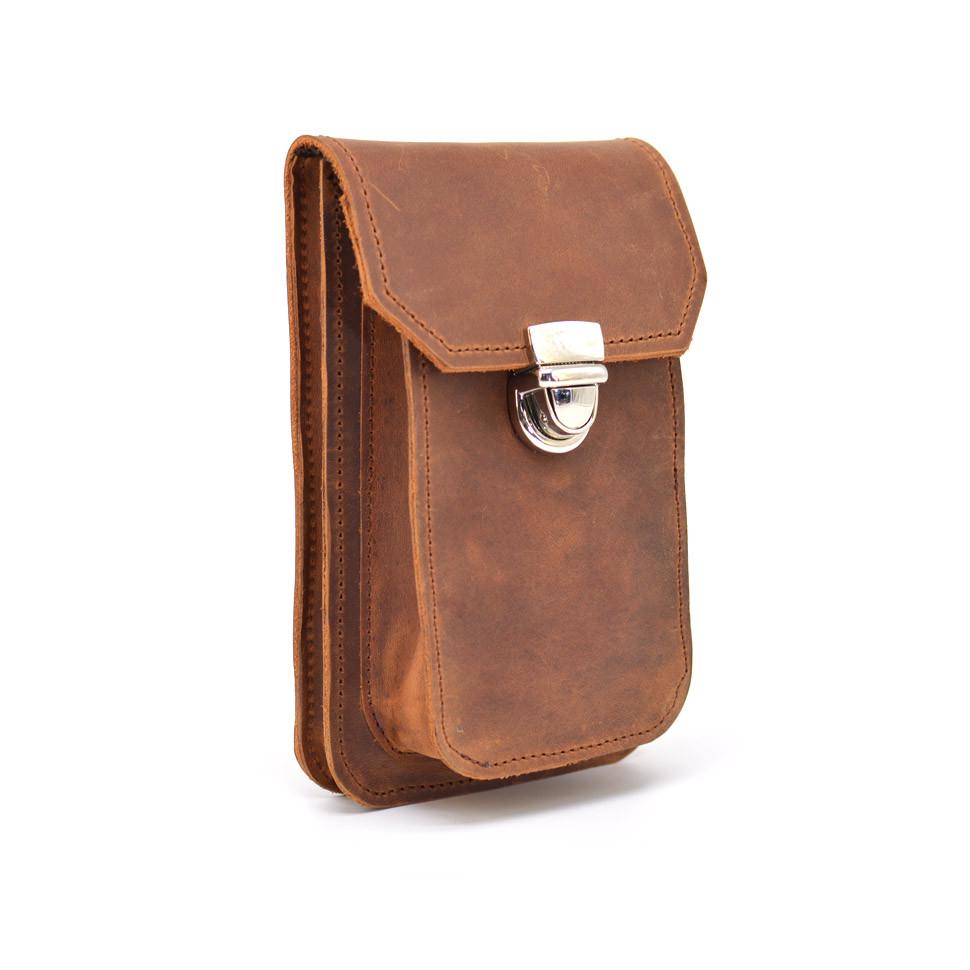 Мужская сумка-чехол на пояс TARWA RB-2091-3md кожаная Светло-коричневый (41468)