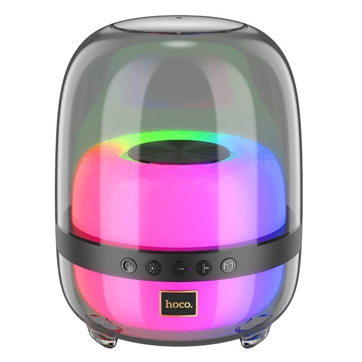Портативная колонка беспроводная Hoco BS58 Crystal colorful luminous BT5.1 speaker 10W 1800 mAh Magic Black Night (6942007600552)