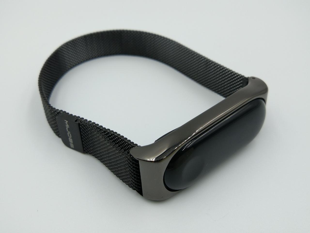Ремінець для смарт-годинників Xiaomi Mi Band 4/3 MiJobs Milanese SE миланська петля на магніті металевий Чорний (1700P)