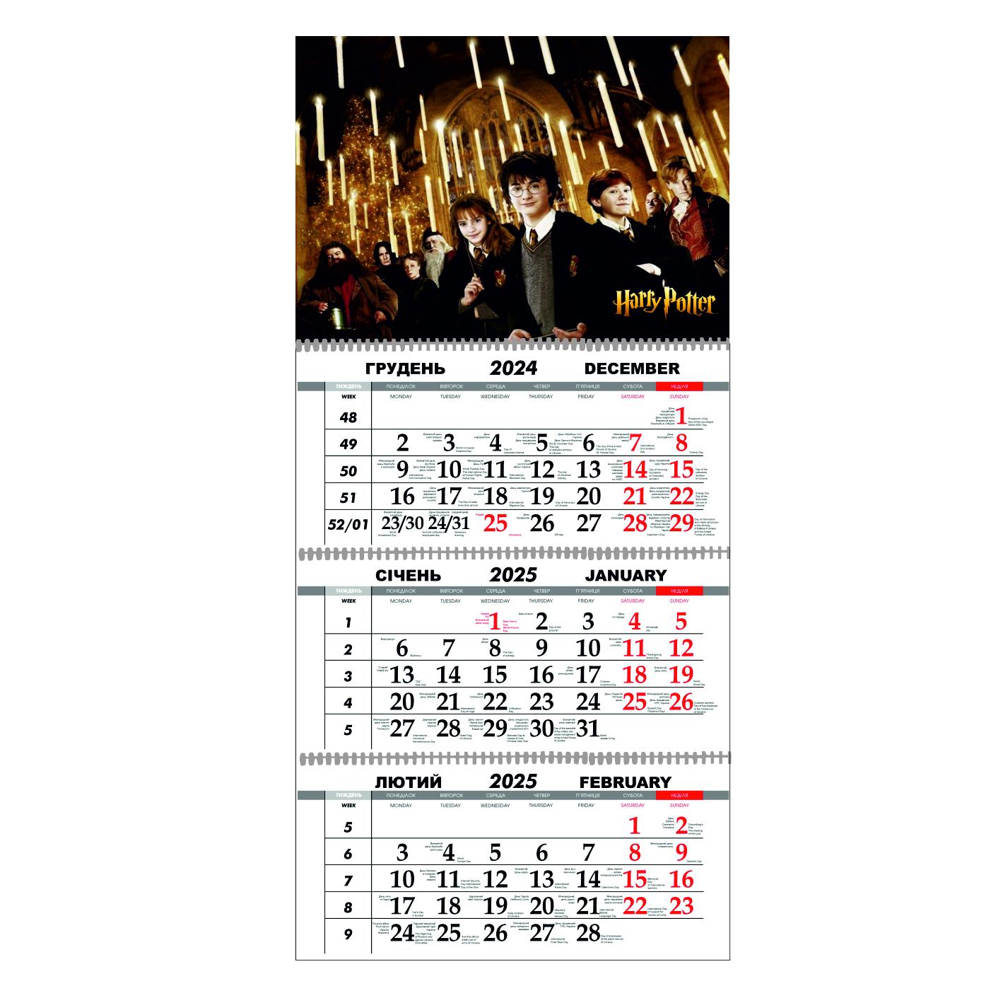 Календар настінний Гаррі Поттер на 2025 рік квартальний (21822065)