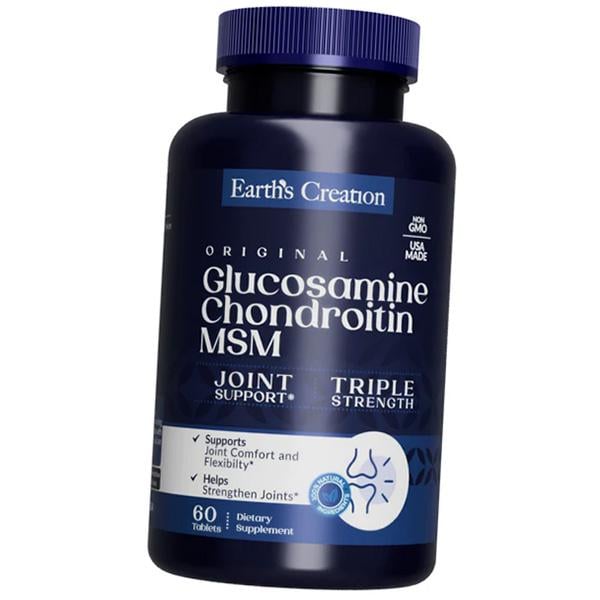 Глюкозамін Хондроїтин МСМ Earth's Creation Glucosamine Chondroitin MSM 60 таб. (03604005)