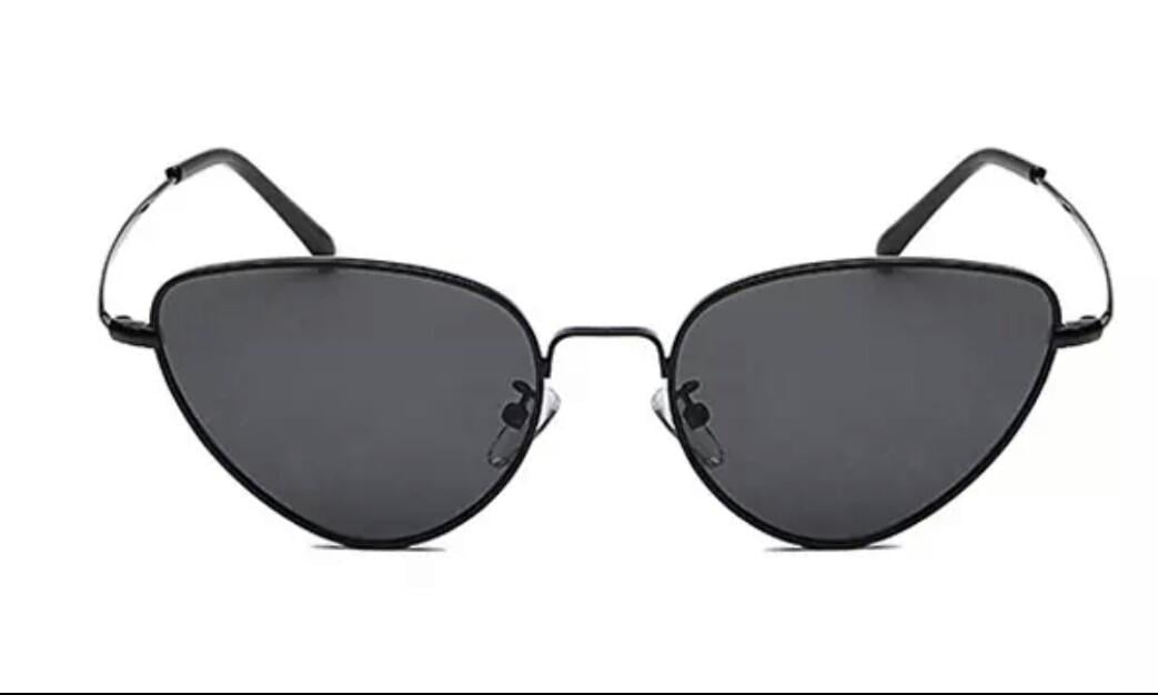 Сонцезахисні окуляри з кольоровою лінзою трикутної форми Чорний з чорним