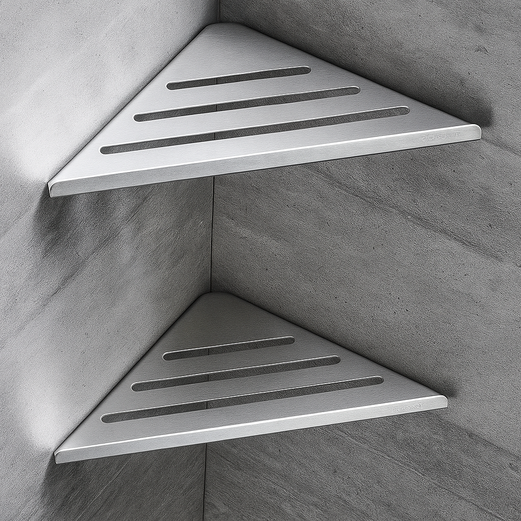 Набор угловых полок для ванной из нержавейки 19х19 см 2 шт.