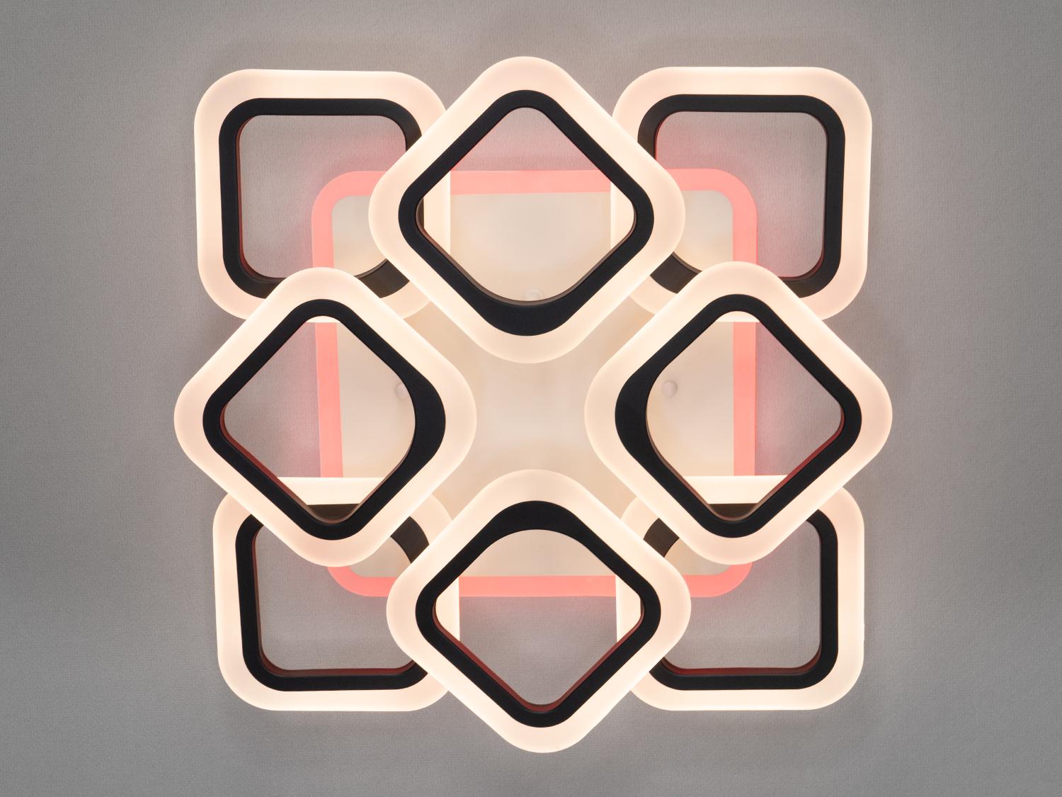 Люстра світлодіодна з пультом і підсвічуванням на кухню AS8060-4+4BK-LS 110W на 16 м2 Чорний (1488828982)