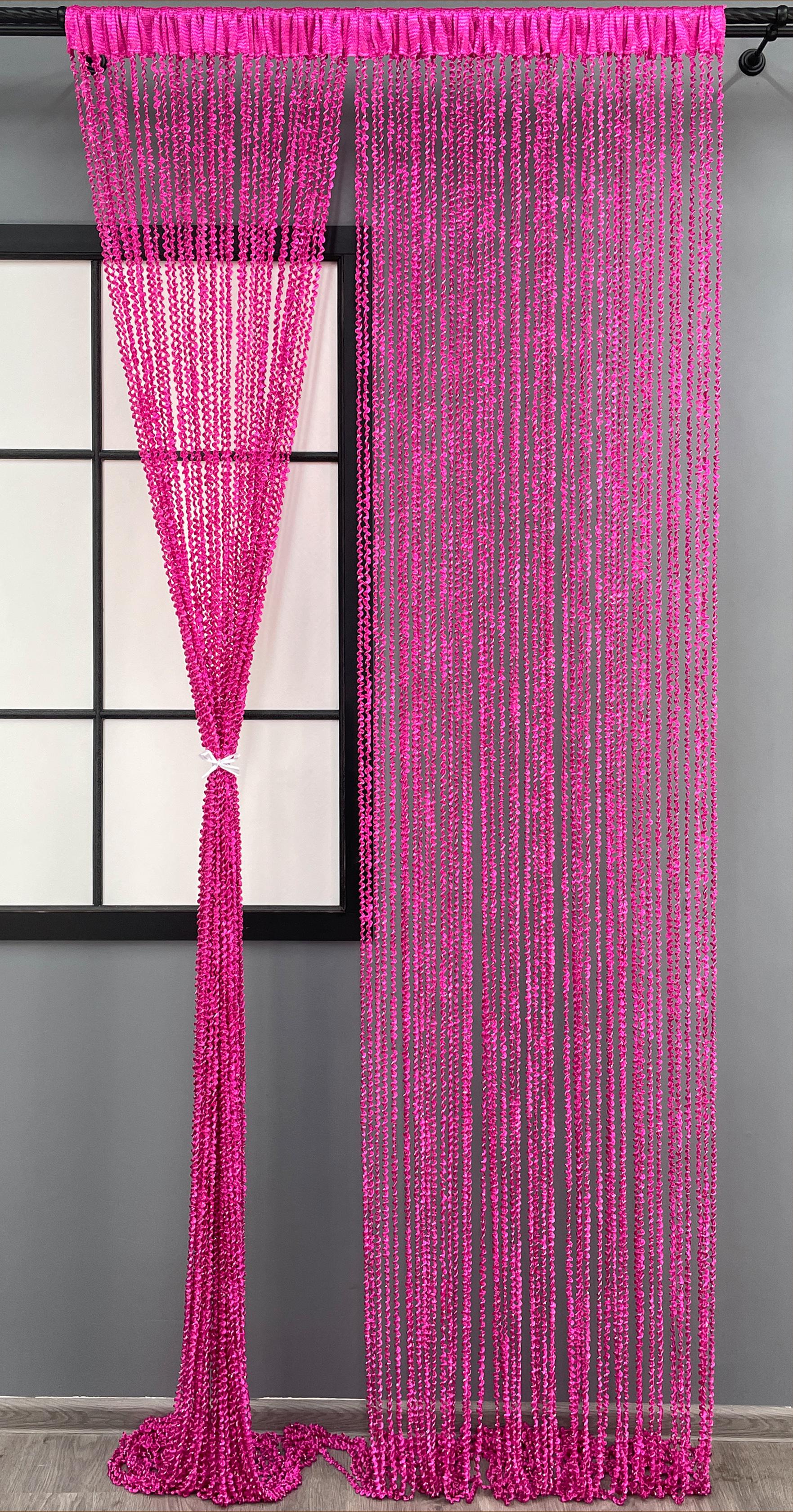 Шторы-нити спираль с люрексом 300х300 см Малиновый (61-068)