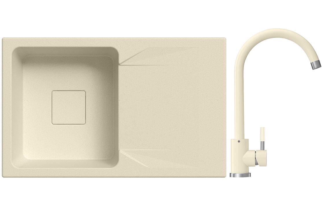 Мийка для кухні Stella Lavita гранітна з краном Бежевий
