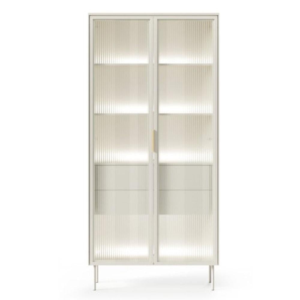 Шкаф-витрина высокий Perfect Home Lumi 2D2S/91 двухдверный с подсветкой с двумя ящиками Кашемир (PFH-091382)