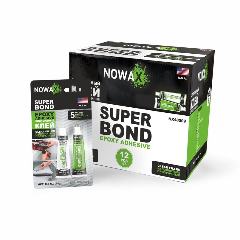 Клей епоксидний двокомпонентний Nowax Super Bond 20 г Прозорий (NX48509)