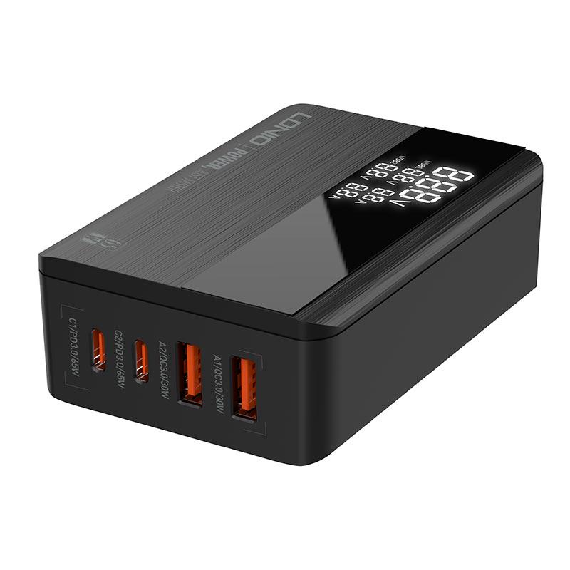 Адаптер сетевой Ldnio LED Display A4808Q 2USB/2Type-C PD65W/QC3,0 Черный (572901)