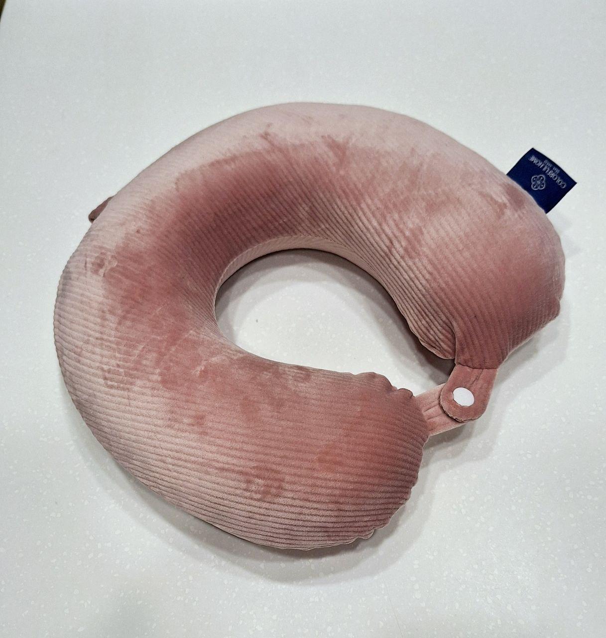 Подушка-рогалик дорожня Colorful Home з ефектом пам'яті Рожевий (719)