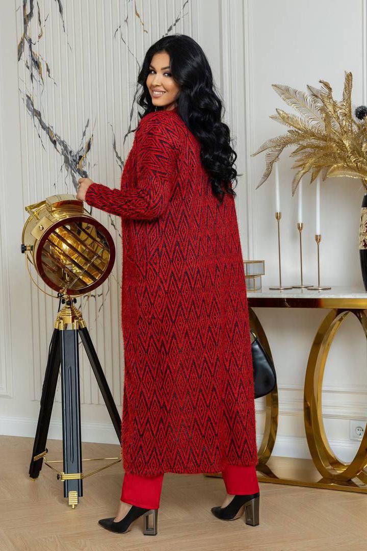 Кардиган жіночий 6XL-7XL Червоний (193522) - фото 4 Кардиган жіночий 6XL-7XL Червоний (193522) - фото 4