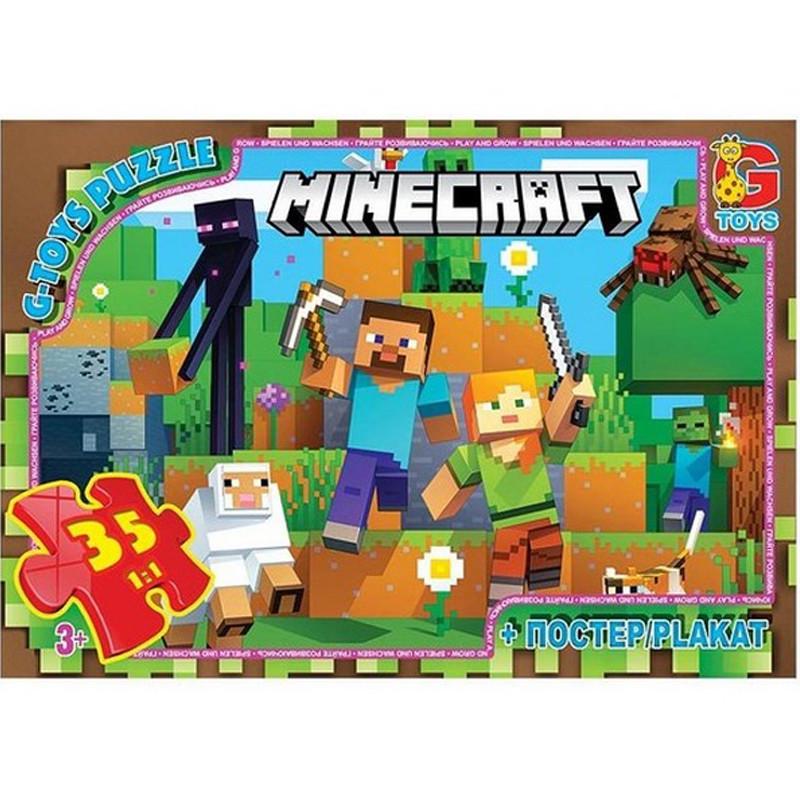 Пазлы детские картонные G-Toys Minecraft 35 эл. (IP-177-P-812)
