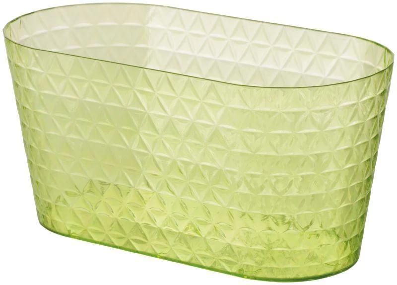 Кашпо мини Орхидея Овал-23 Form-Plastic Бриллиант 2 л Прозрачный/Салатовый (3796-T09)