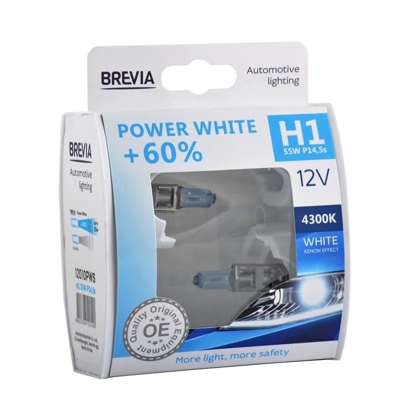 Галогенові лампи Brevia H1 Power White +60%