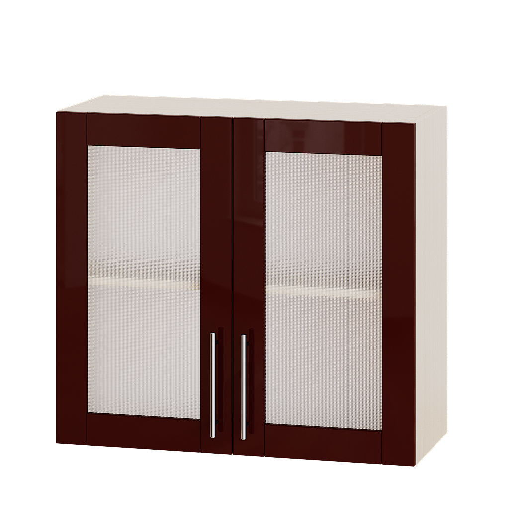 Шкаф верхний Эверест Модерн модуль Верх витрина ВВ10-800 80х30х72 см Бордо глянец/Дуб Молочный (05285)