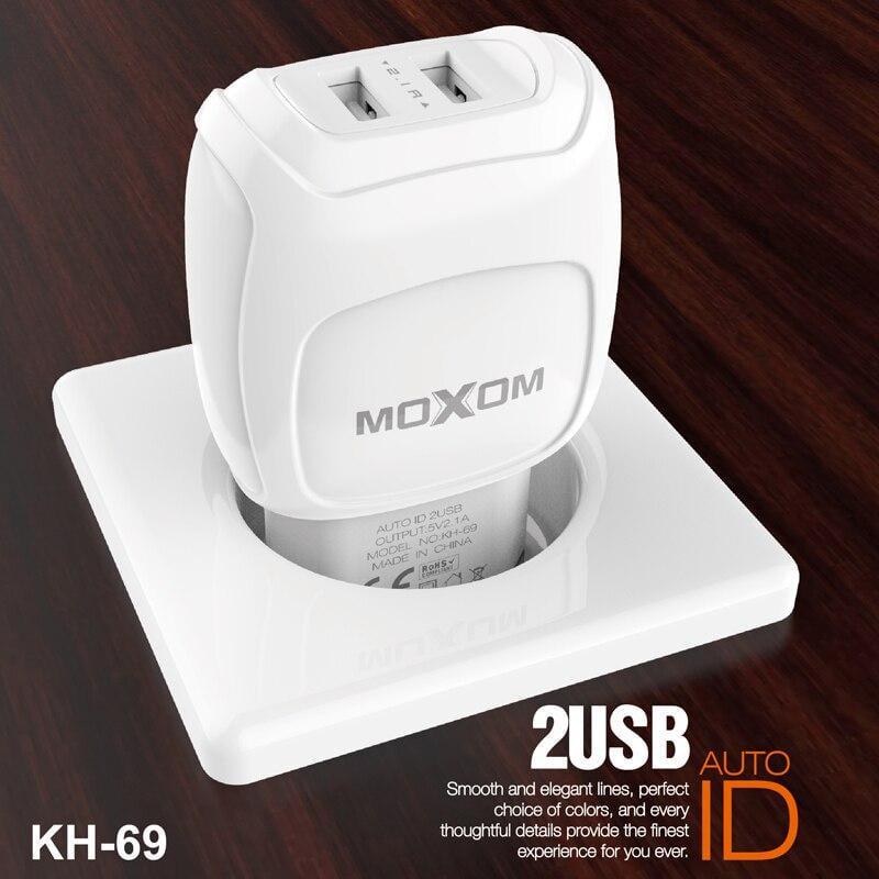 Зарядний пристрій Moxom KH-69 2 USB 2,1A кабель microUSB White (15300) - фото 2