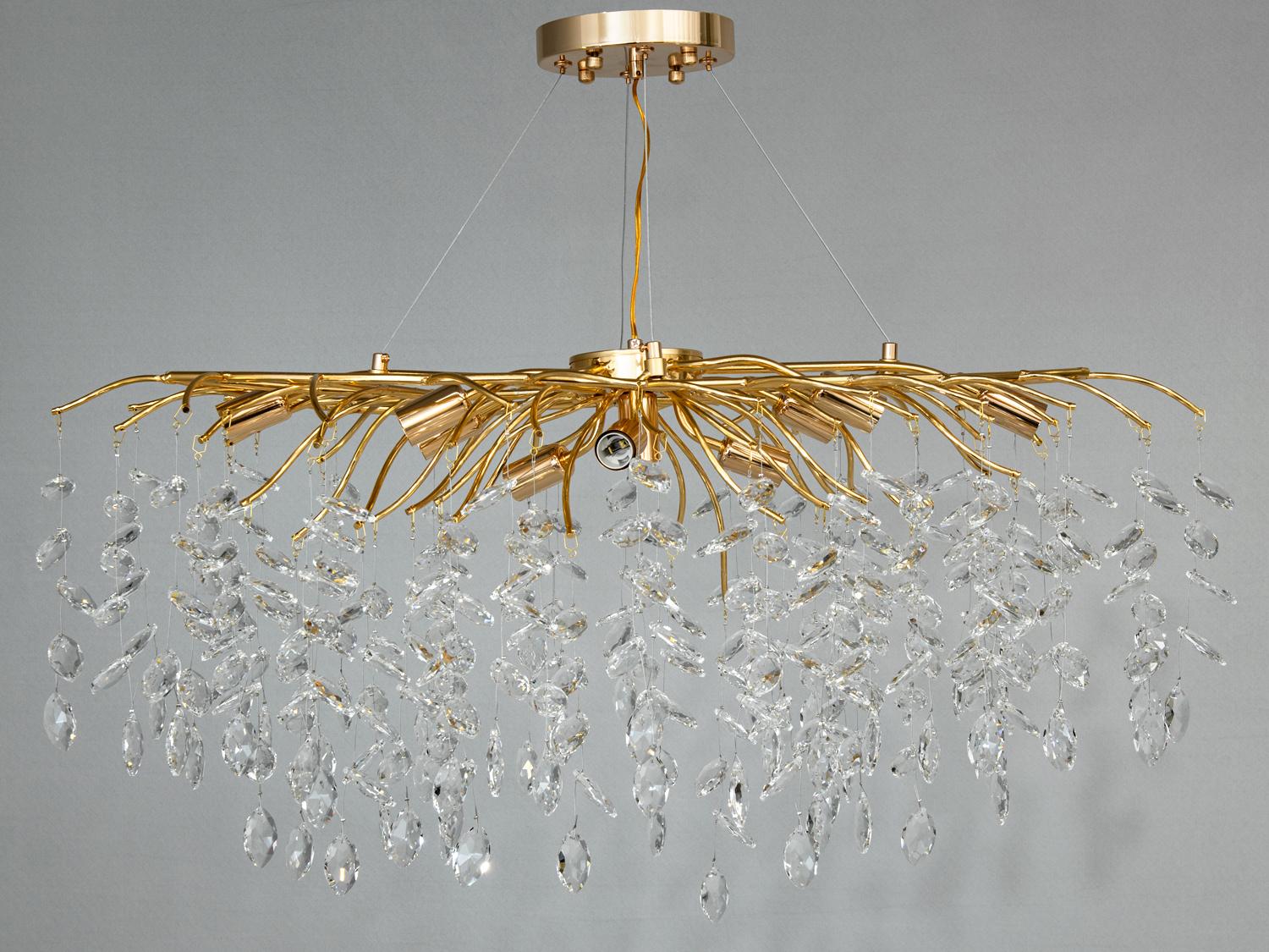 Люстра хрустальная подвесная 41 Вт Золотой (1607-L900x400GD)