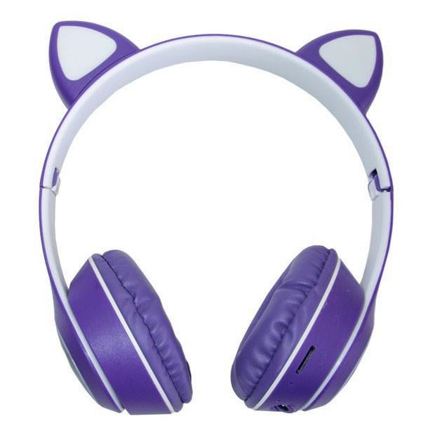 Наушники детские Cat MZ-023 Bluetooth с кошачьими ушками RGB подсветка FM microSD Темно-синий (2529731941)