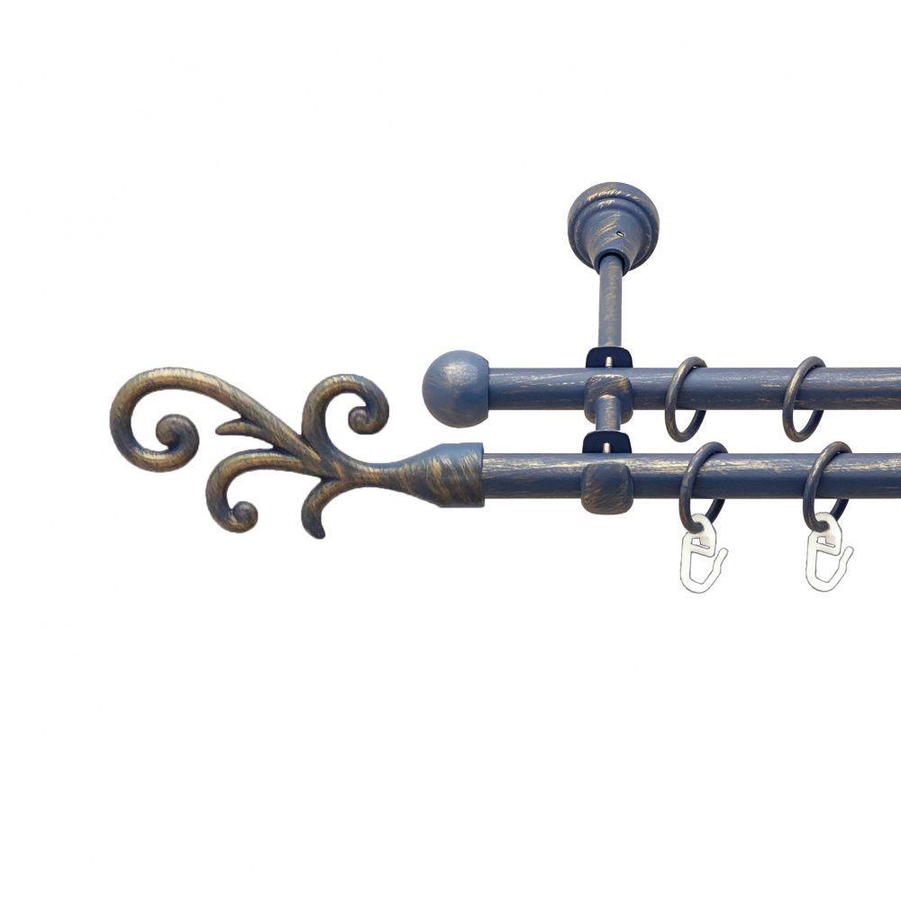 Карниз для штор Orvit Фала дворядний гладкий 16/16 мм 240 см Золотий Голубой (00-00015675)