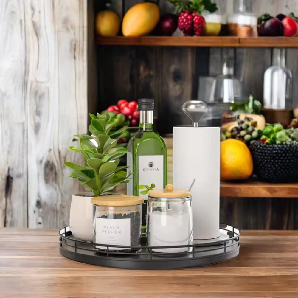 Піднос-столик для кухонного або ванного приладдя дерев'яний 10" Чорний - фото 2